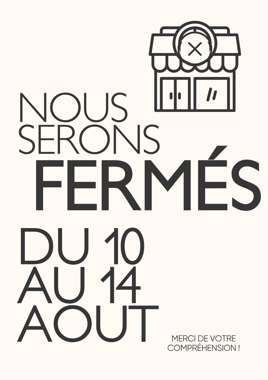Affiche Nous Serons Fermés Typographique Fermeture Noir et Beige (1)