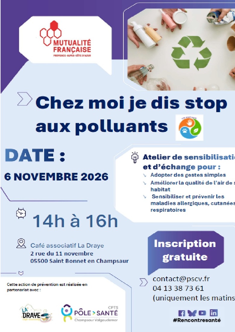 Vous consultez actuellement ATELIER SANTÉ-ENVIRONNEMENT: CHEZ MOI, STOP AUX POLLUANTS !